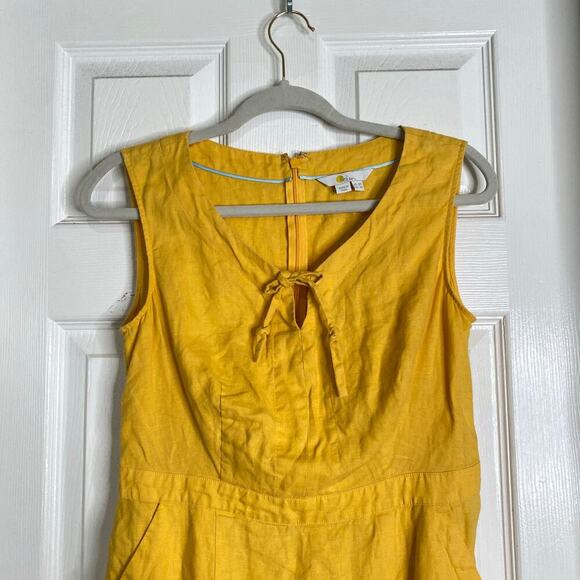 BODEN Rae Linen Yellow Dress Size 4P Petite Summer Preppy Casual Classy - Picture 4 of 7